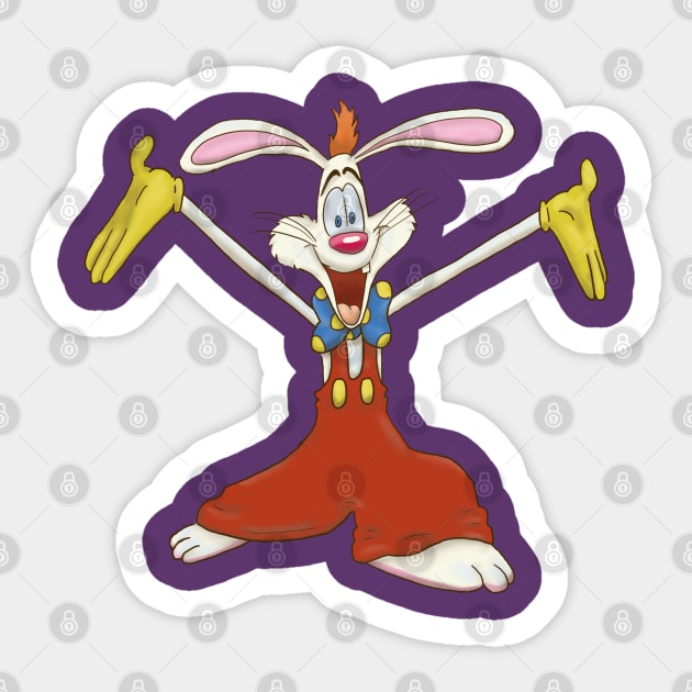 Roger Rabbit Sticker by tesiamarieart